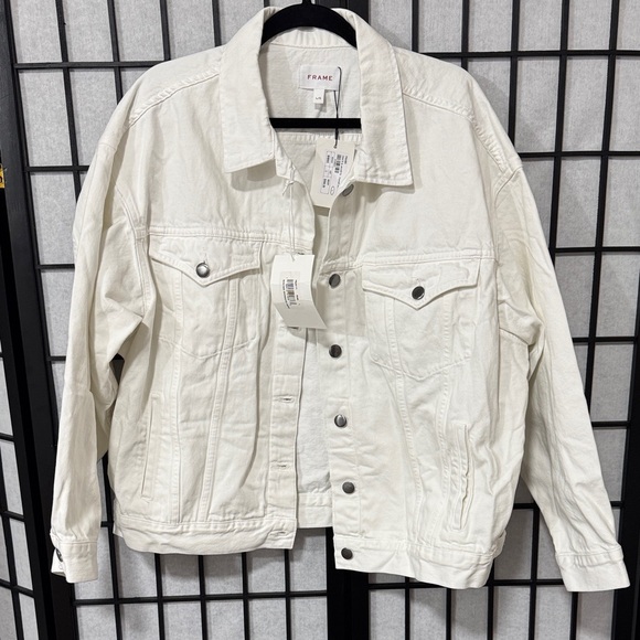 Frame Denim Jackets & Blazers - Frame  Heritage Oversized Denim Jacket White Size L